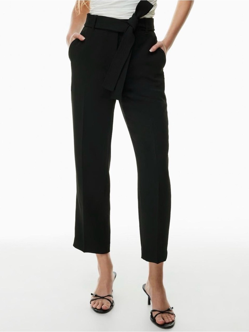 Aritzia Wilfred Tie-Front Black Trousers